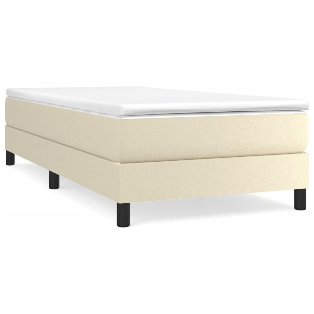 Estrutura de cama de solteiro para adultos com molas 80x200 cm couro artificial cor creme