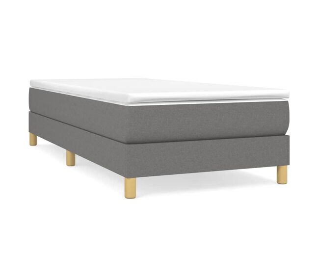 Estrutura de cama de solteiro para adultos com molas 90x190 cm tecido cinzento-escuro