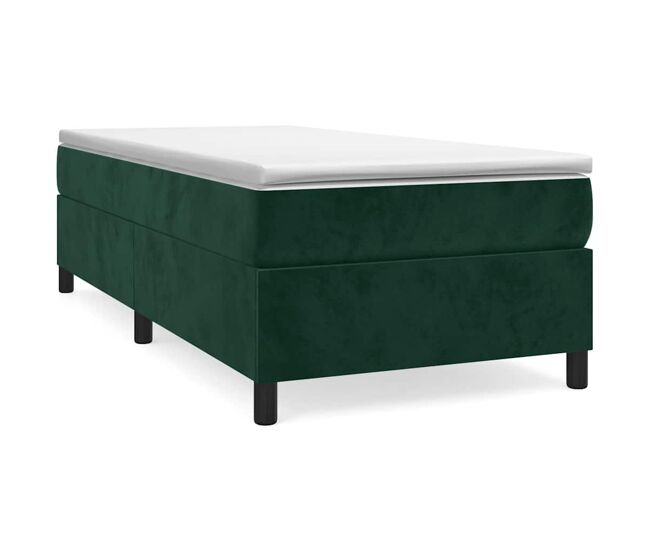 Estrutura de cama de solteiro moderno, com molas 90x200 cm veludo verde-escuro