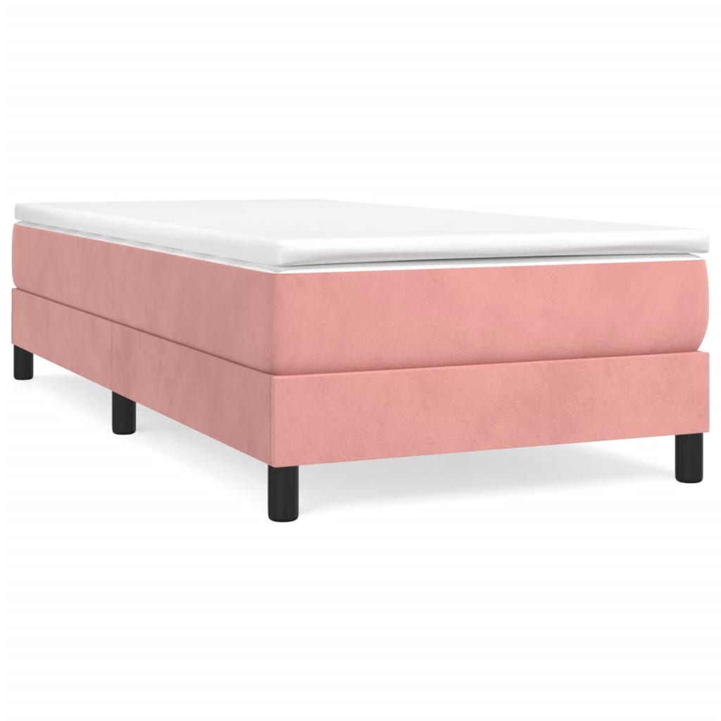 Estrutura de cama de solteiro para adultos com molas 80x200 cm veludo rosa