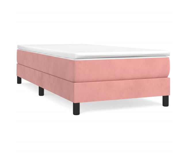 Estrutura de cama de solteiro para adultos com molas 80x200 cm veludo rosa