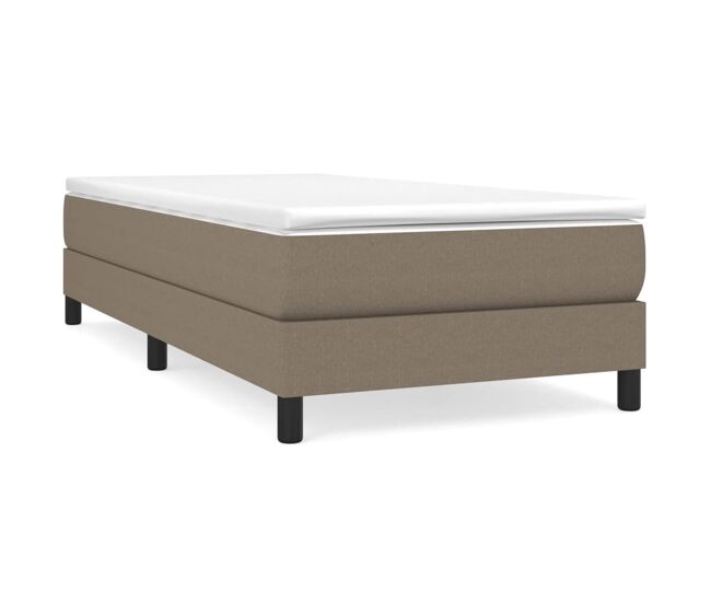 Estrutura de cama de solteiro para adultos com molas 90x200 cm tecido cinza-acastanhado