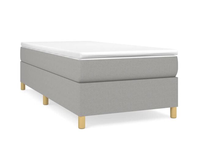 Estrutura de cama de solteiro para adultos com molas 90x190 cm tecido cinzento-claro