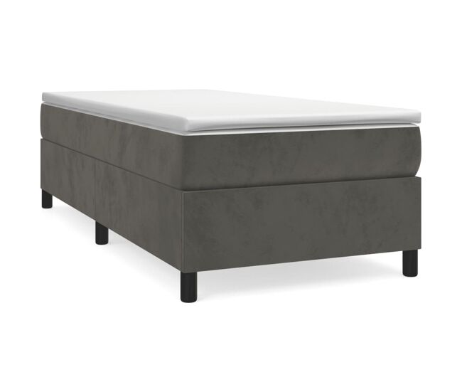 Estrutura de cama de solteiro para adultos com molas 80x200 cm veludo cinzento-escuro