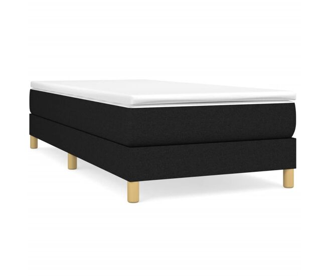 Estrutura de cama de solteiro para adultos com molas 80x200 cm tecido preto