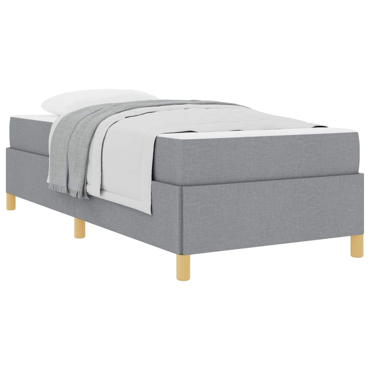 Estrutura de cama de solteiro para adultos cinzento-claro 100 x 200 cm tecido