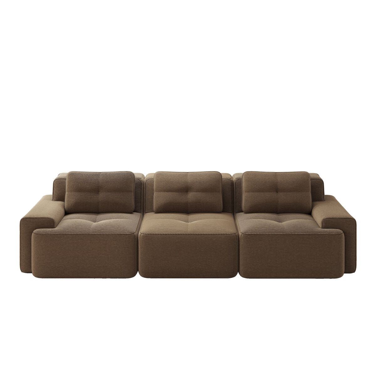 Sofá modular de 3 lugares - cloud, profundo e confortável em veludo canelado, montagem livre - castanho