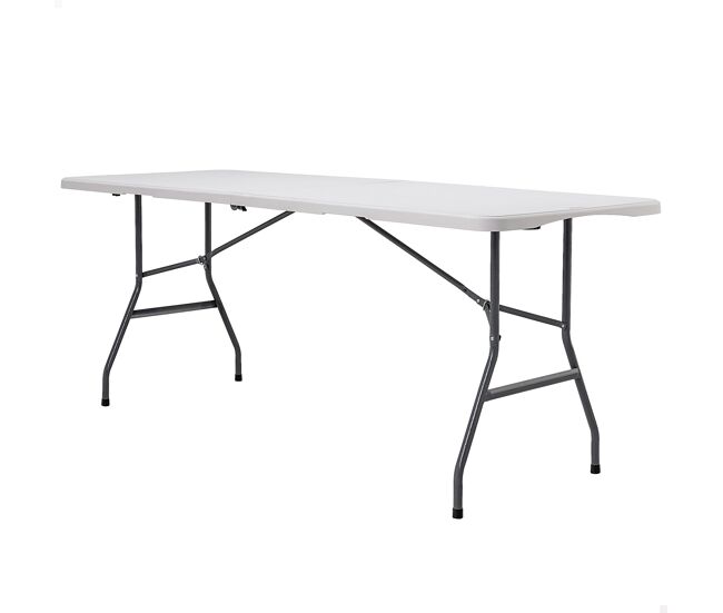Peakform mesa retangular com pés dobráveis, efeito granito branco, 180x70x74 cm