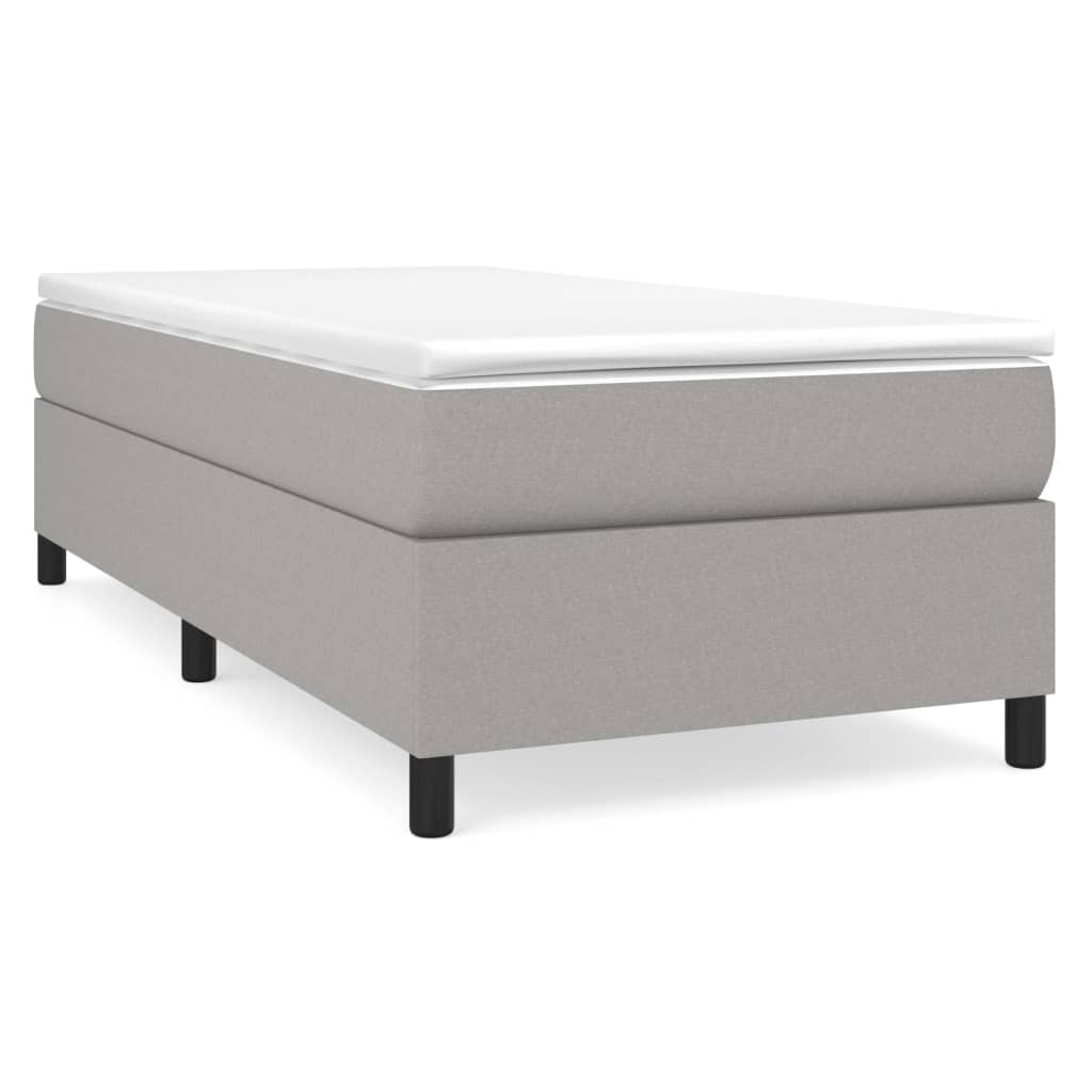Estrutura de cama de solteiro para adultos com molas 80x200 cm tecido cinzento-claro