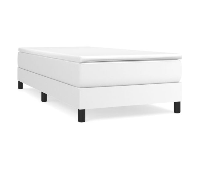 Estrutura de cama de solteiro para adultos com molas 80x200 cm couro artificial branco