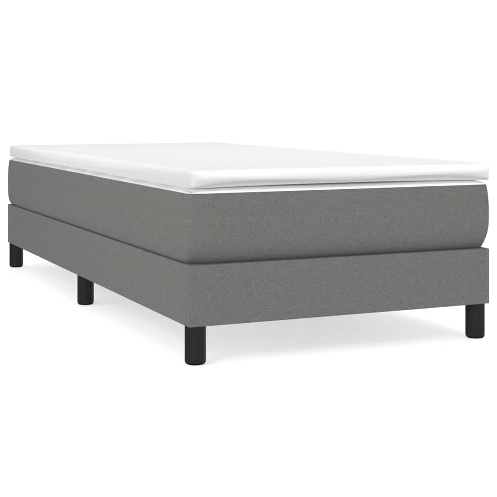 Estrutura de cama de solteiro para adultos com molas 80x200 cm tecido cinzento-escuro