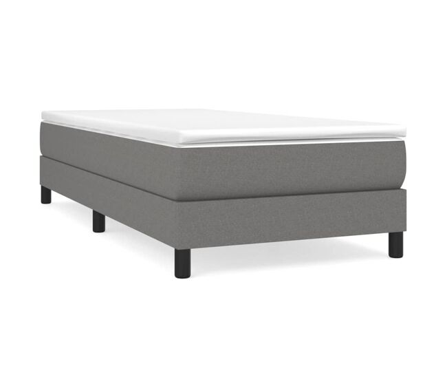 Estrutura de cama de solteiro para adultos com molas 80x200 cm tecido cinzento-escuro