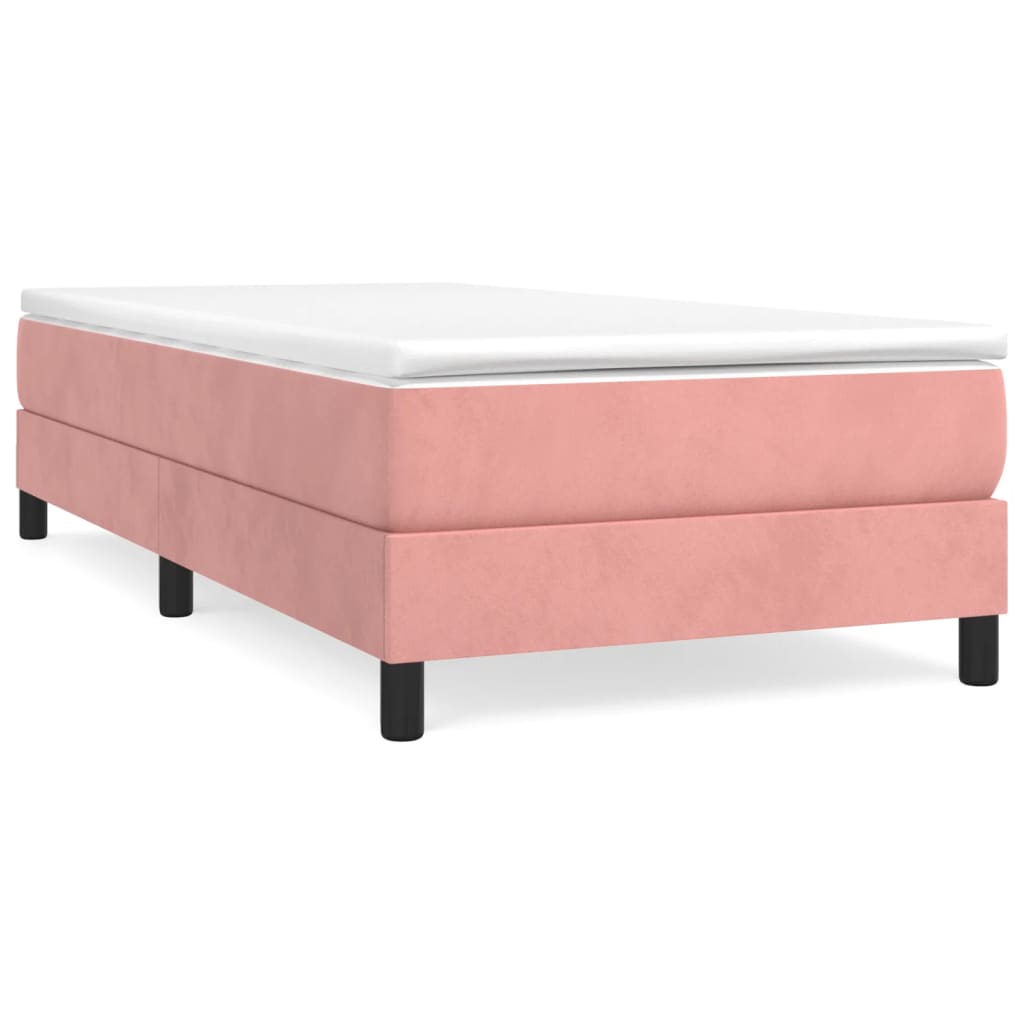 Estrutura de cama de solteiro para adultos com molas 100x200 cm veludo rosa