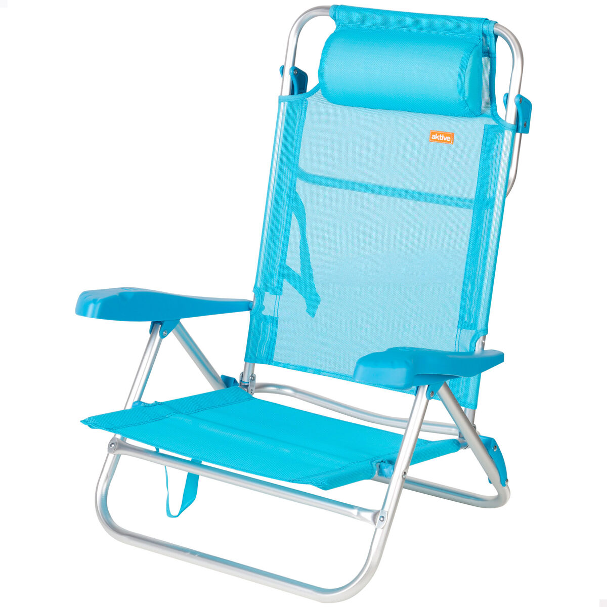 Aktive cadeira de praia baixa multiposições 47x49x82 cm azul