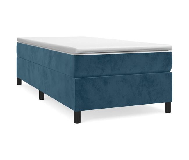 Estrutura de cama de solteiro para adultos com molas 90x200 cm veludo azul-escuro