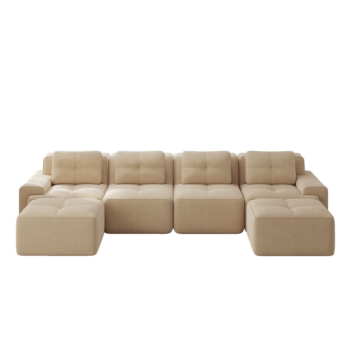 Sofá modular de 4 lugares - chaise longue em u, confortável, estofado, antiderrapante - bege
