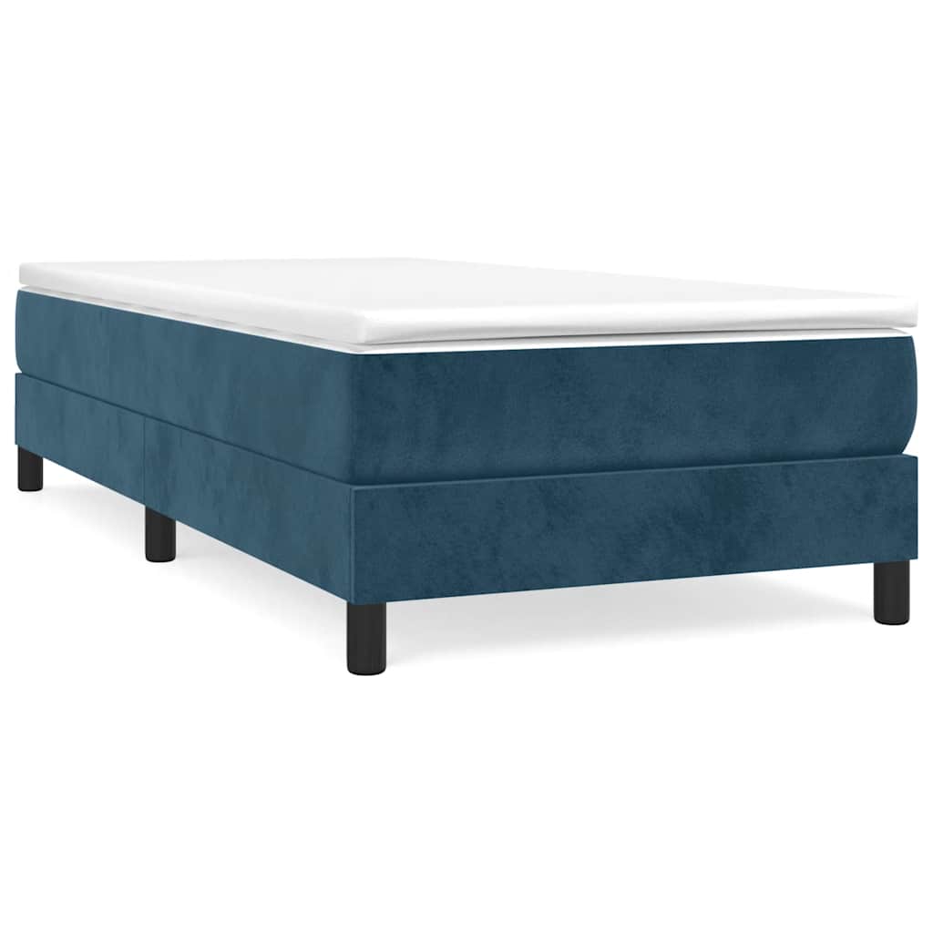 Estrutura de cama de solteiro para adultos com molas 90x190 cm veludo azul-escuro