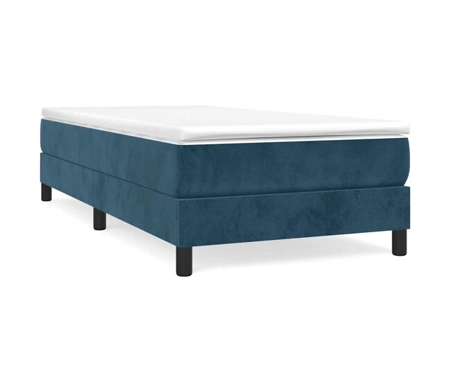 Estrutura de cama de solteiro para adultos com molas 90x190 cm veludo azul-escuro