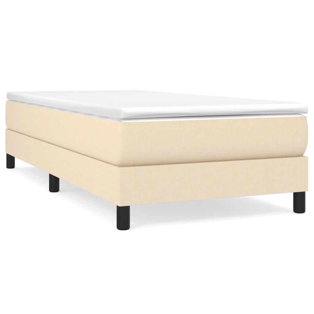 Estrutura de cama de solteiro para adultos com molas 90x200 cm tecido creme
