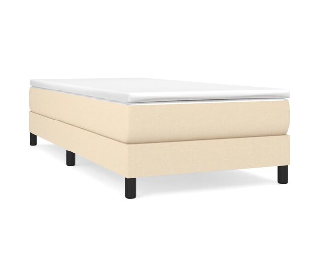 Estrutura de cama de solteiro para adultos com molas 90x200 cm tecido creme