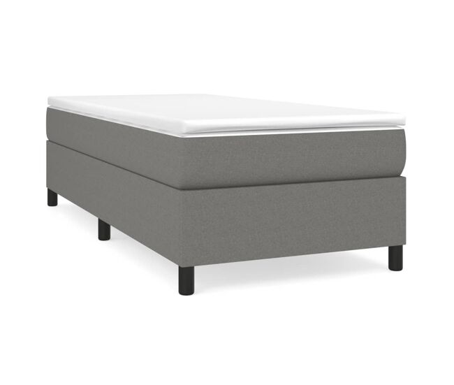 Estrutura de cama de solteiro para adultos com molas 80x200 cm tecido cinzento-escuro