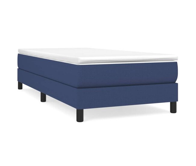 Estrutura de cama de solteiro para adultos com molas 90x200 cm tecido azul