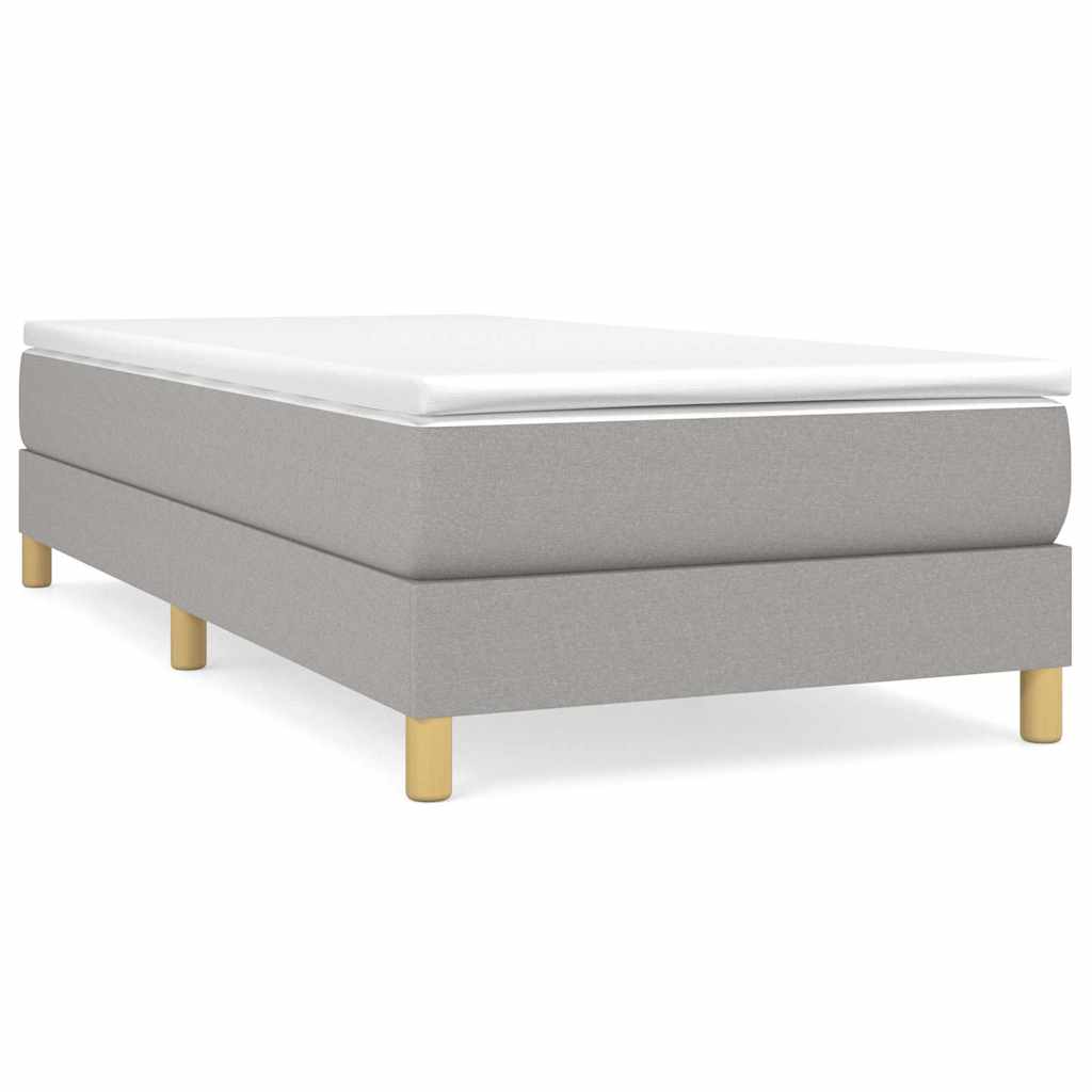 Estrutura de cama de solteiro para adultos com molas 80x200 cm tecido cinzento-claro