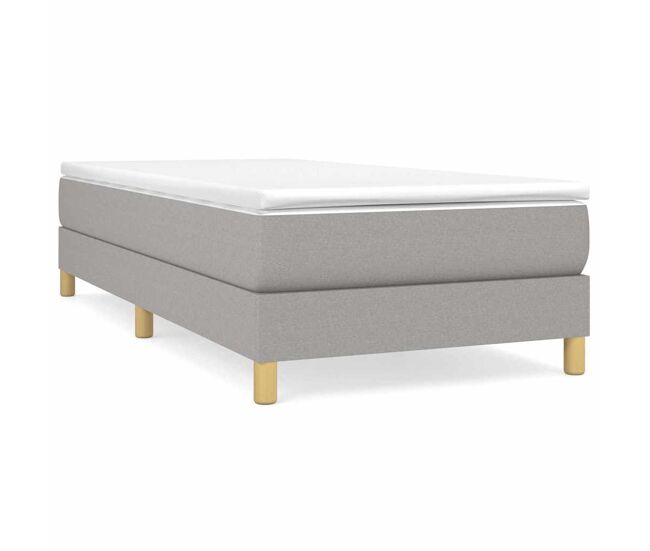 Estrutura de cama de solteiro para adultos com molas 80x200 cm tecido cinzento-claro