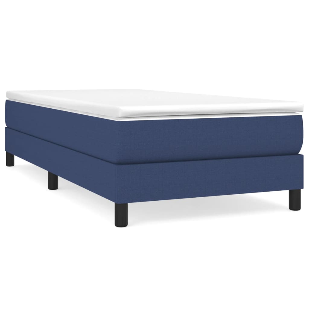 Estrutura de cama de solteiro para adultos com molas 100x200 cm tecido azul