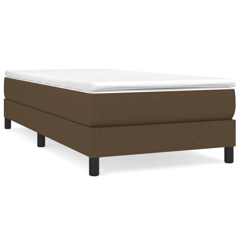 Estrutura de cama de solteiro para adultos com molas 80x200 cm tecido castanho-escuro