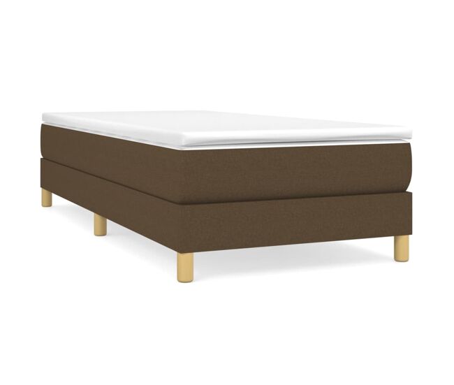 Estrutura de cama de solteiro para adultos com molas 100x200 cm tecido castanho-escuro