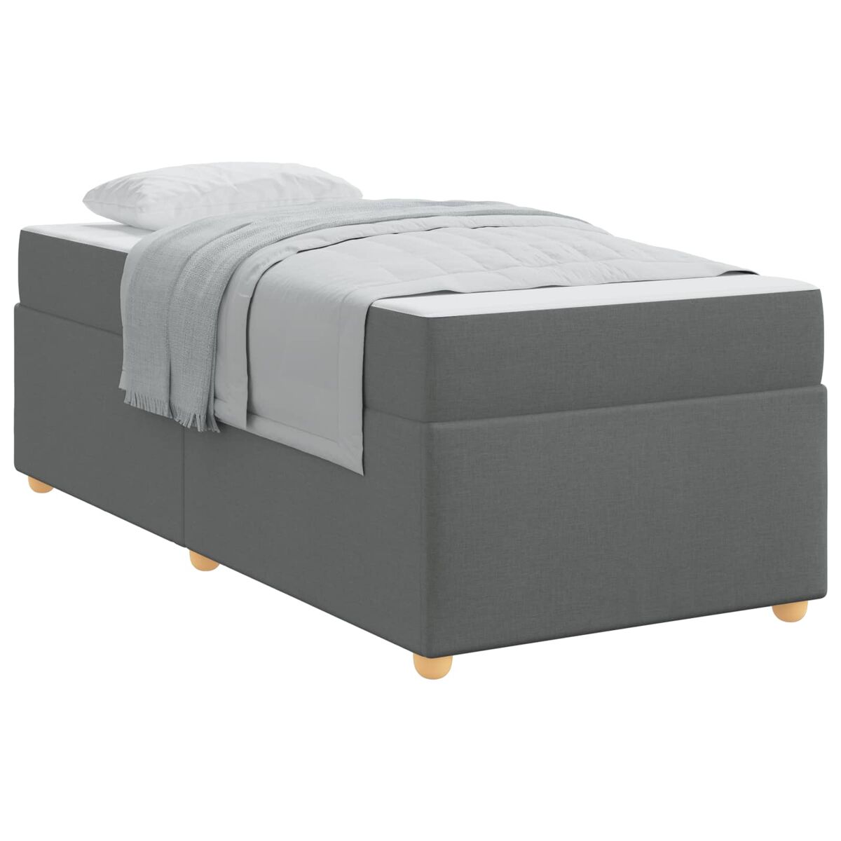 Estrutura de cama de solteiro para adultos com colchão cinza escuro 80 x 200 cm tecido