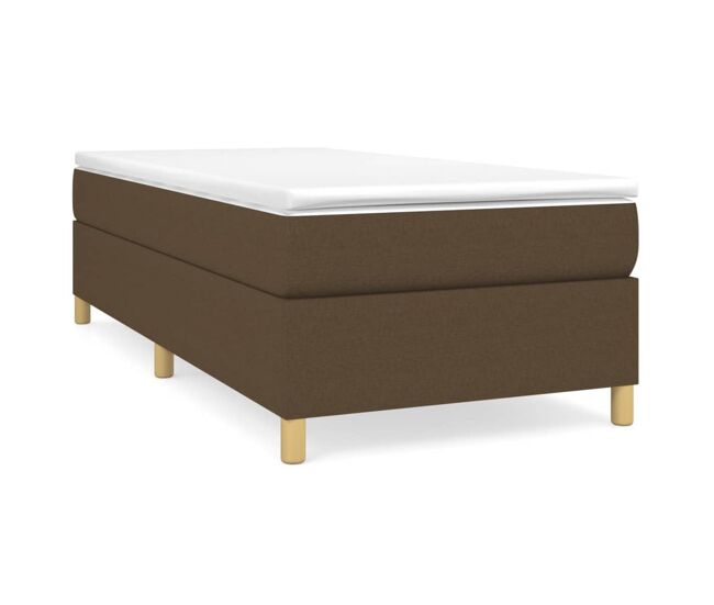 Estrutura de cama de solteiro para adultos com molas 90x190 cm tecido castanho-escuro