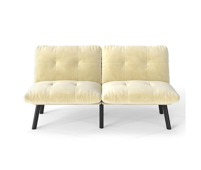 Sofá de 2 lugares - moderno, dobrável, com função de cama - creme