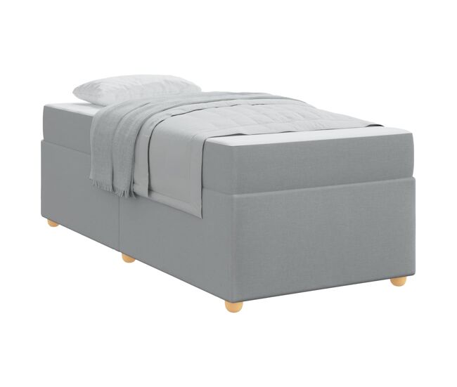 Estrutura de cama de solteiro design com colchão cinzento-claro 90 x 190 cm tecido