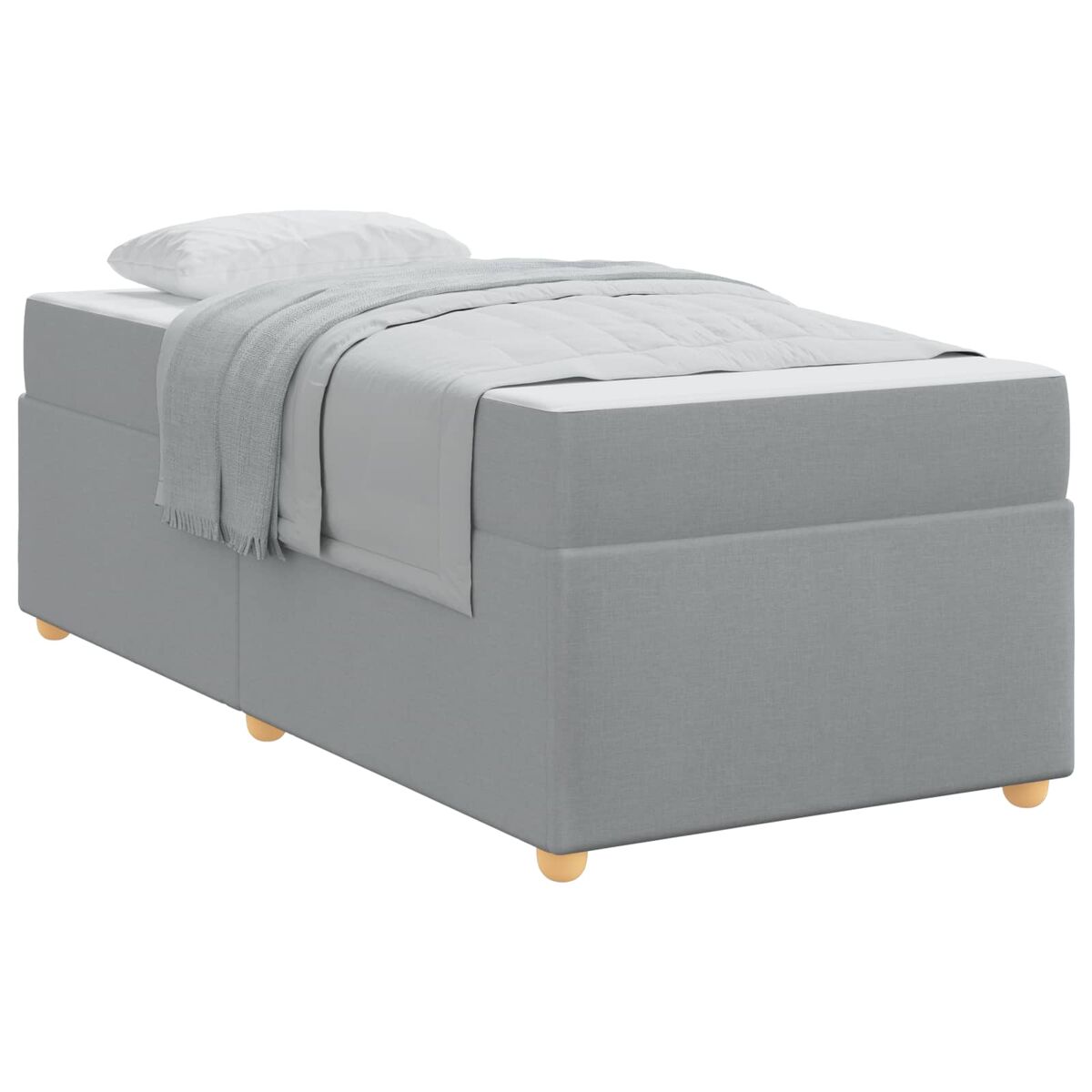 Estrutura de cama de solteiro design com colchão cinzento-claro 80 x 200 cm tecido