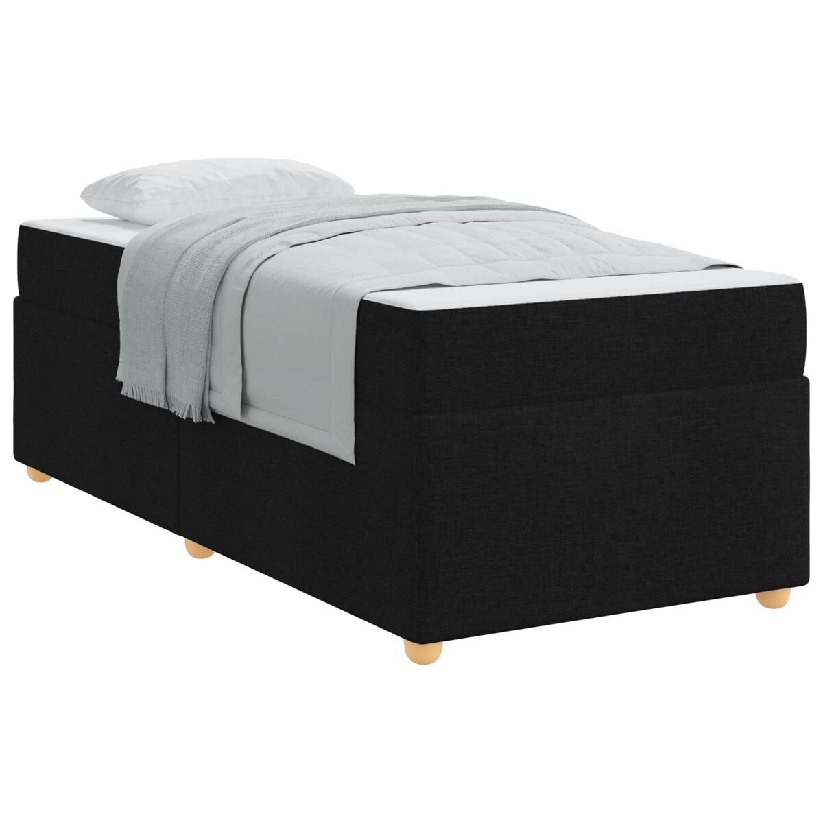 Estrutura de cama de solteiro para adultos com colchão preto 90 x 200 cm tecido