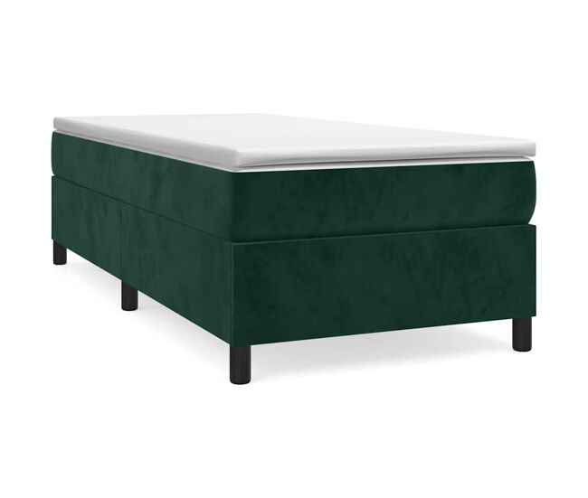 Estrutura de cama de solteiro moderno, com molas 80x200 cm veludo verde-escuro