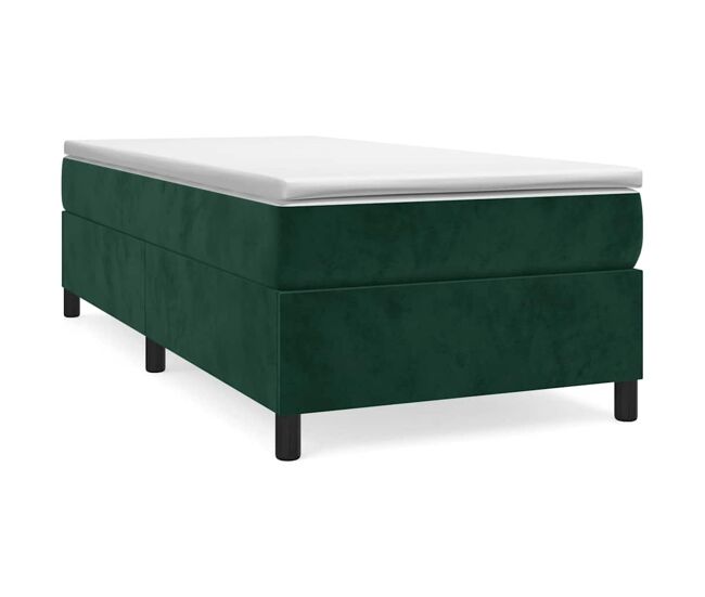Estrutura de cama de solteiro moderno, com molas 90x190 cm veludo verde-escuro