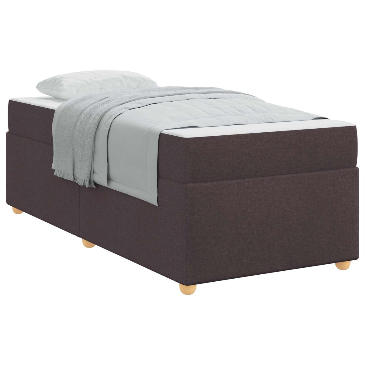 Estrutura de cama de solteiro para adultos com colchão - marrom escuro 100 x 200 cm tecido