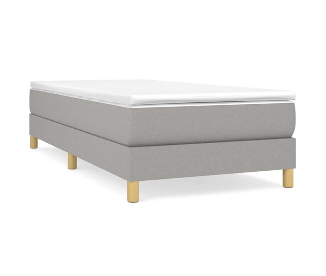 Estrutura de cama de solteiro para adultos com molas 100x200 cm tecido cinzento-claro
