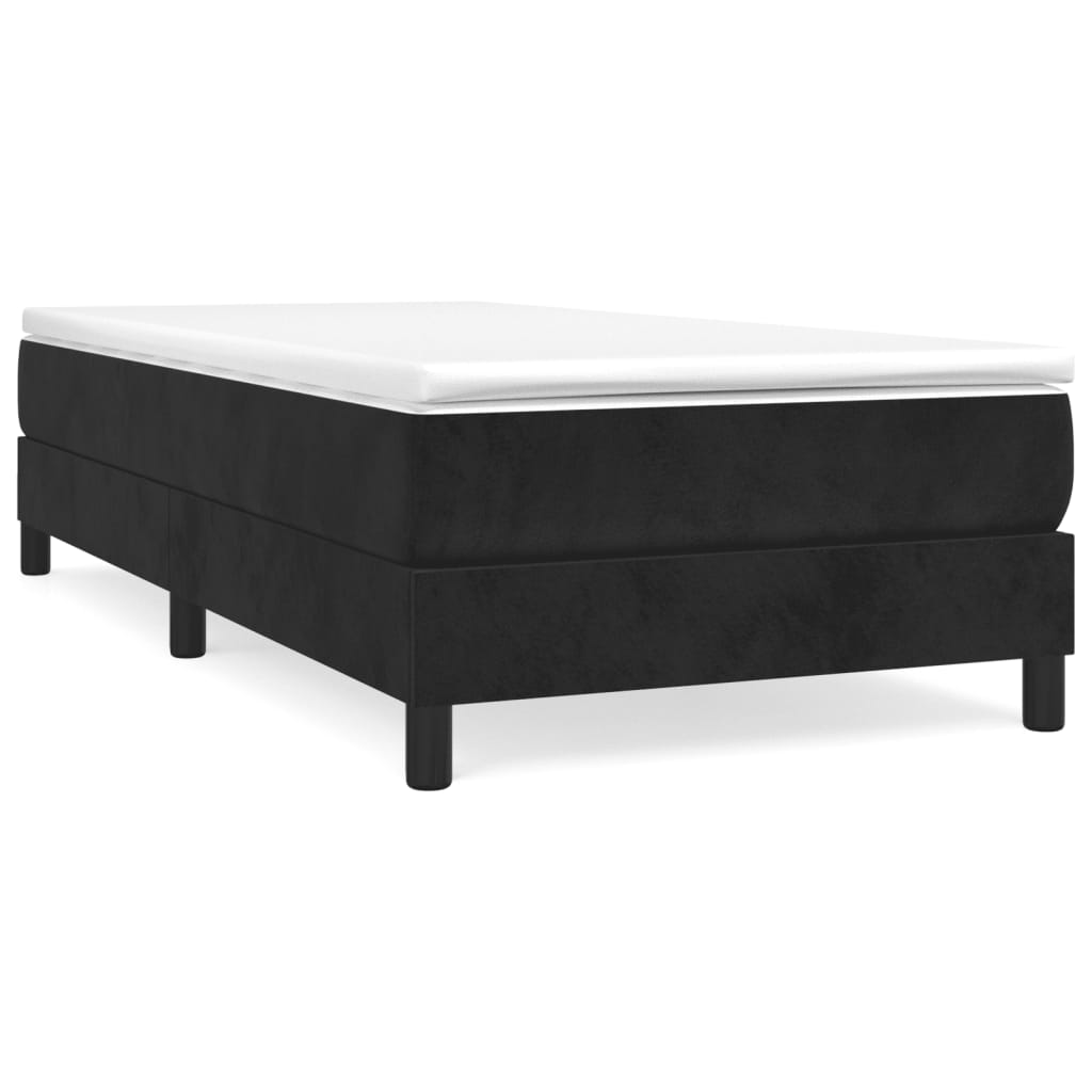 Estrutura de cama de solteiro para adultos com molas 90x190 cm veludo preto