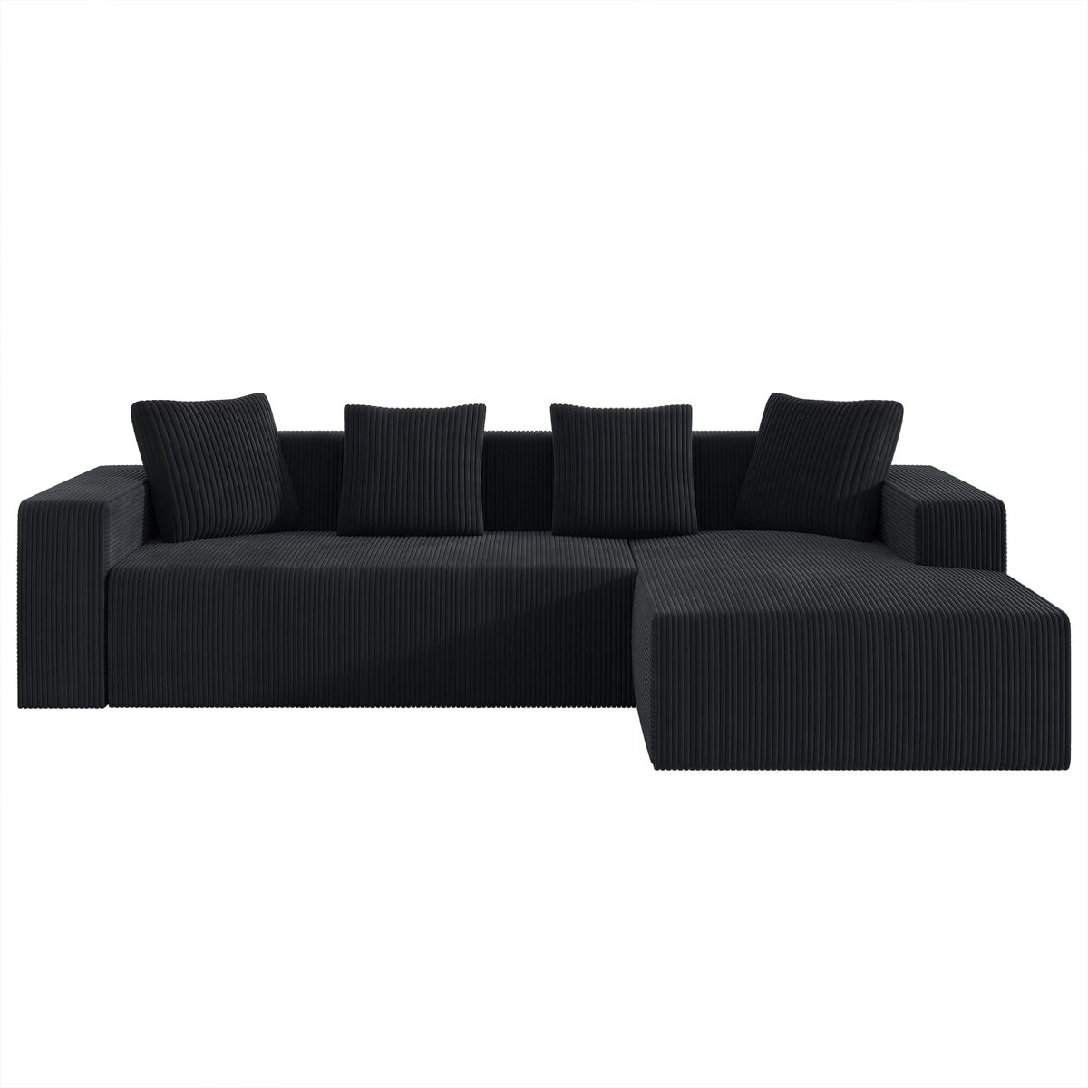 Sofá modular de 3 lugares - cloud moderno com chaise longue, assentos profundos - preto