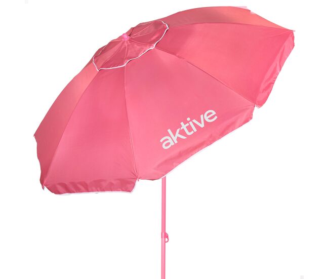 Aktive beach guarda-sol de praia rosa inclinável d220 cm com proteção uv50