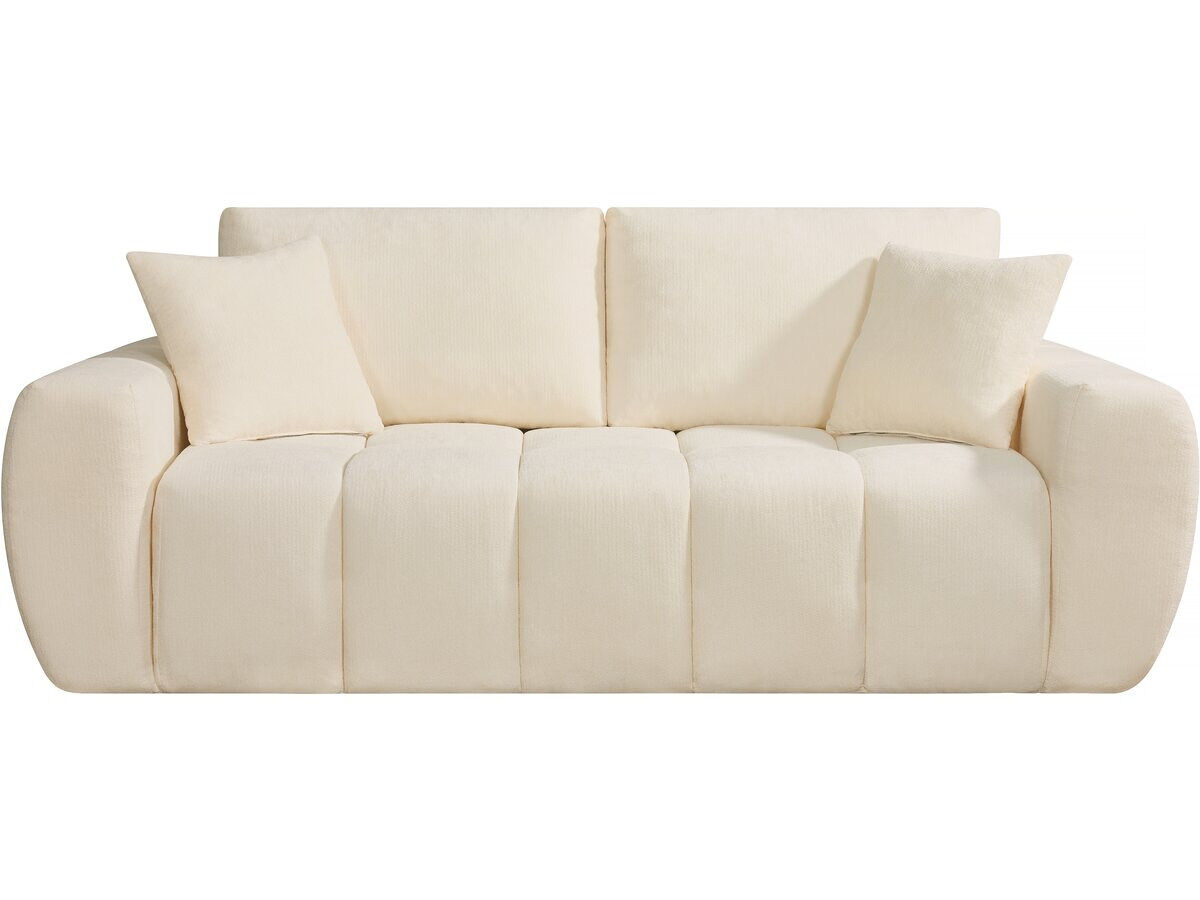Sofá reto em tecido, estilo , modelo  - 3 lugares - bege