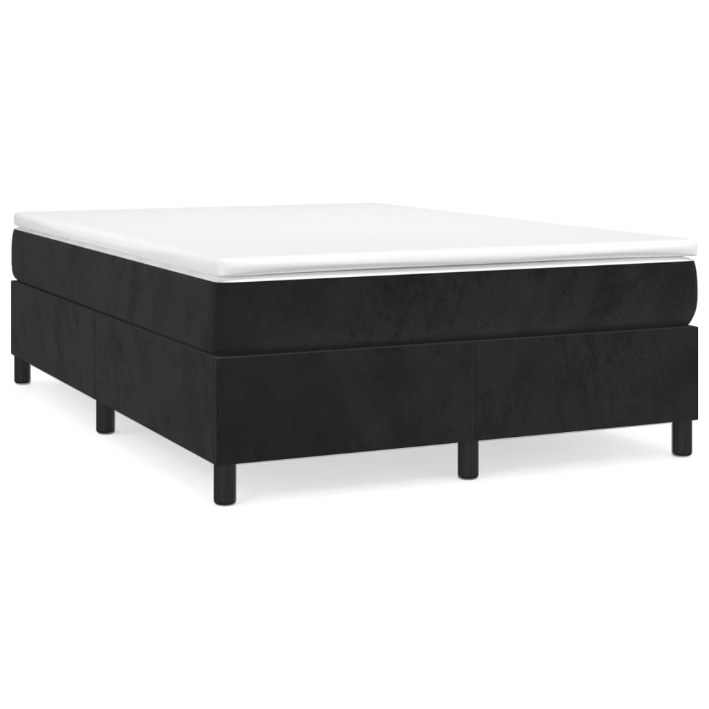 Estrutura de cama de casal moderno com molas 140x190 cm veludo preto