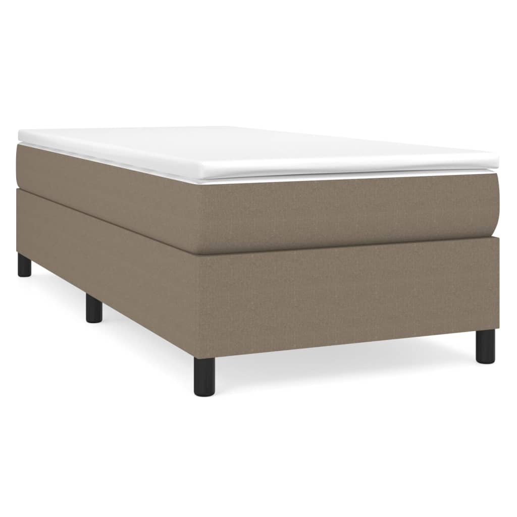 Estrutura de cama de solteiro para adultos com molas 90x200 cm tecido cinza-acastanhado