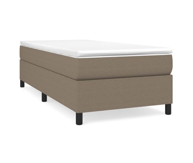 Estrutura de cama de solteiro para adultos com molas 90x200 cm tecido cinza-acastanhado