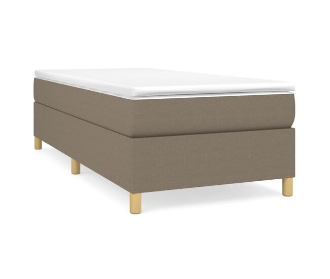 Estrutura de cama de solteiro para adultos com molas 90x200 cm tecido cinza-acastanhado