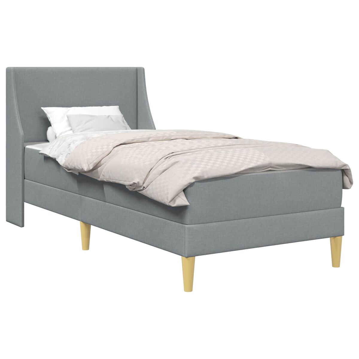 Estrutura de cama de solteiro simple com colchão cinzento-claro 90 x 200 cm tecido